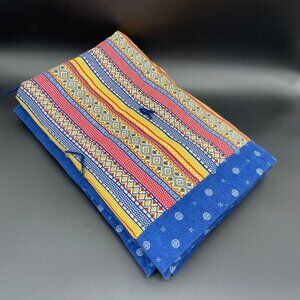 Vintage Flannel Throw Blanket Blue Orange Red Tribal Small Toddler Lap Handmade